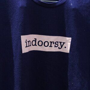 Hello Mello INSOORSY graphic navy wide crew neck long sleeve knit top Women's M